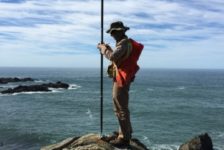 Dan at Stewarts Point - Land Surveying for a USGS Benchmark on the Northern California Coast