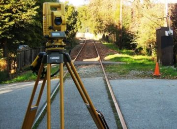 Sonoma-Marin Area Rail Transit - Survey Equipment on Train Tracks