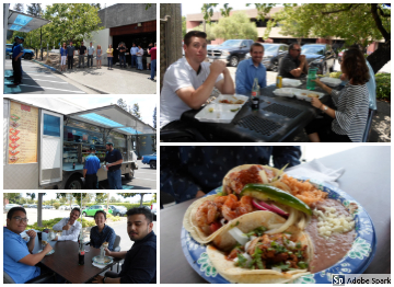 Collage of photos from our annual taco truck lunch