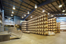 Cuvaison Estate Wines Production Facility - Floor to Ceiling Wine Barrels